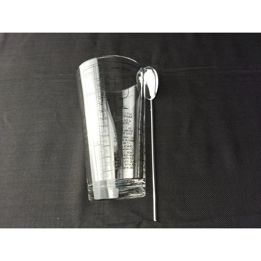 Libbey Cocktail Mixed Drink Recipe Glass‎ Tumbler & Stainless Spoon Barware Vtg